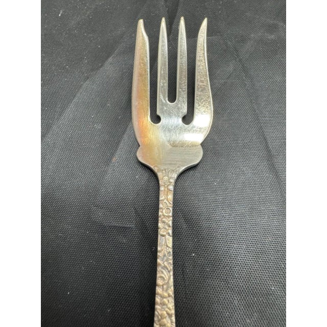 Early 20th Century Antique Stieff Rose Sterling Silver Salad Forks Repousse Monogrammed - Set of 12 For Sale - Image 5 of 10
