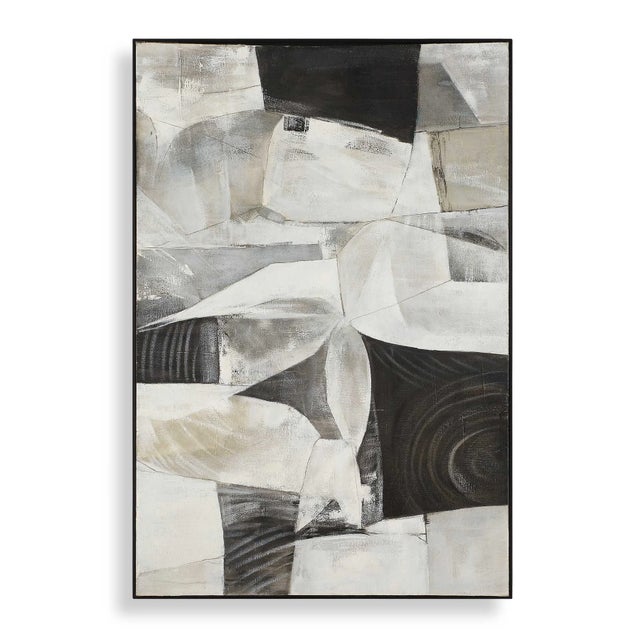 The Folding Time Framed Canvas features an abstract design influenced by geometric shapes, evoking the appearance of...