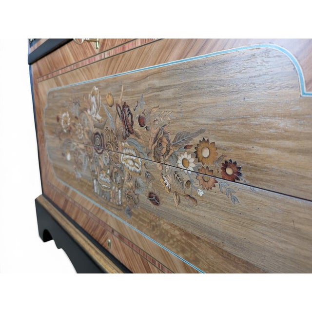 Vintage Chest of Drawers with Blockboard and Brass Inlays, 1950s For Sale - Image 11 of 14