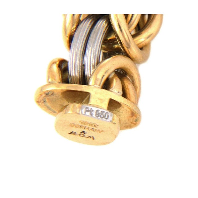 Late 20th Century Rom Germany 18k Yellow Gold & Platinum Byzantine Link Bracelet For Sale - Image 5 of 6