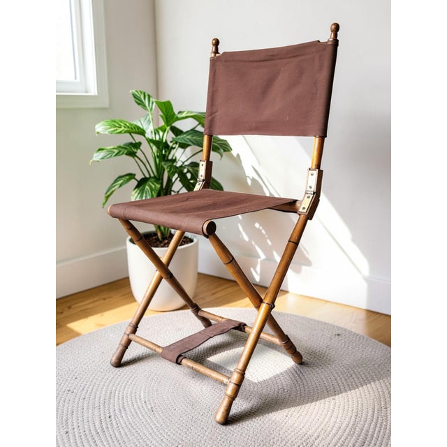 Brown Folding Country Chair in Faux Bamboo, 1950s For Sale - Image 8 of 8