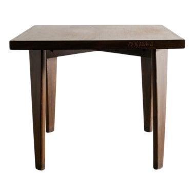 Squared Wooden Dining Table by Pierre Jeanneret, 1950s For Sale