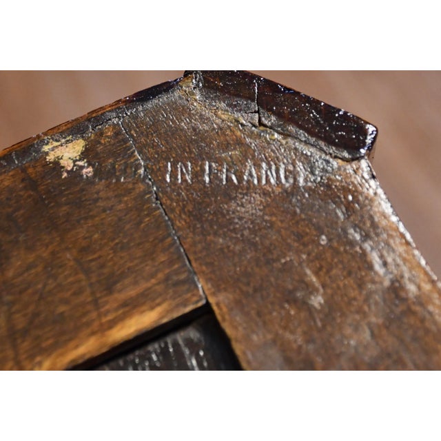 1900s Pair Antique French Louis XV Walnut & Satinwood Marble Top Lingerie Stands For Sale - Image 11 of 18
