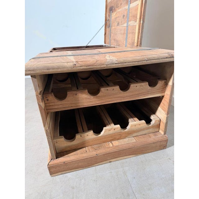 Teak Storage Chest with Integrated Wine Rack For Sale - Image 6 of 7