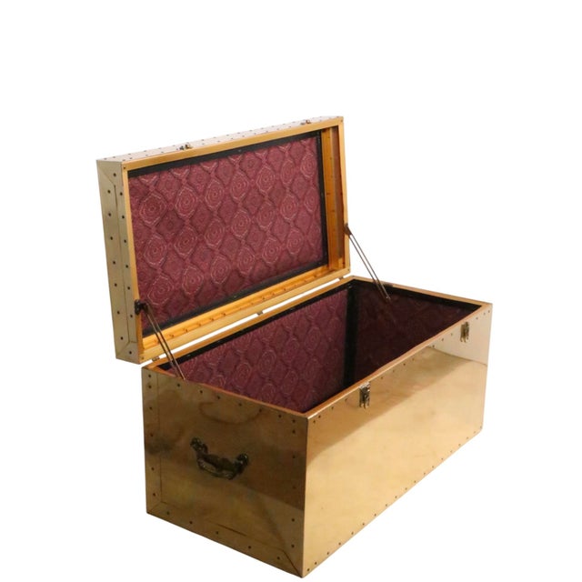 Mid 20th Century Vintage Brass Trunk Att. To Dresher After Sarreid C. 1970's For Sale - Image 5 of 15