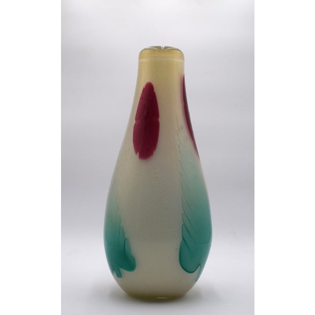 Muranese Glass Vase with Leaves, 1960s For Sale - Image 4 of 13