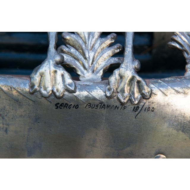 Signed Bustamante Brass Fireplace Screen / Wall Animal Sculpture - Set of 3 For Sale - Image 10 of 13