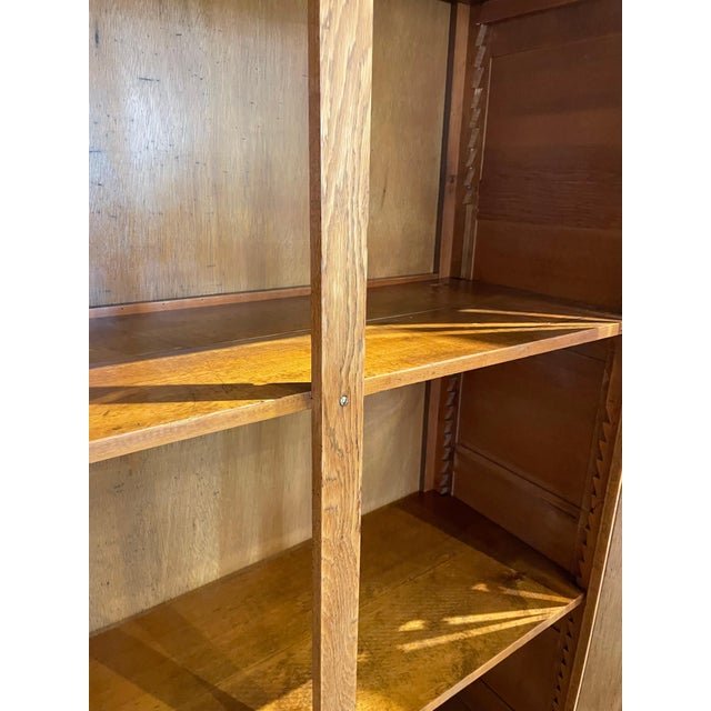 Tall Vintage French Oak Cabinet, Manner of Jacques Adnet For Sale - Image 12 of 17