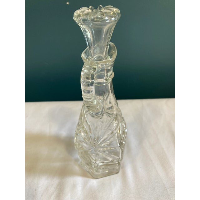 1940s Vintage Cut Glass Starburst Cruet With Stopper For Sale - Image 5 of 6