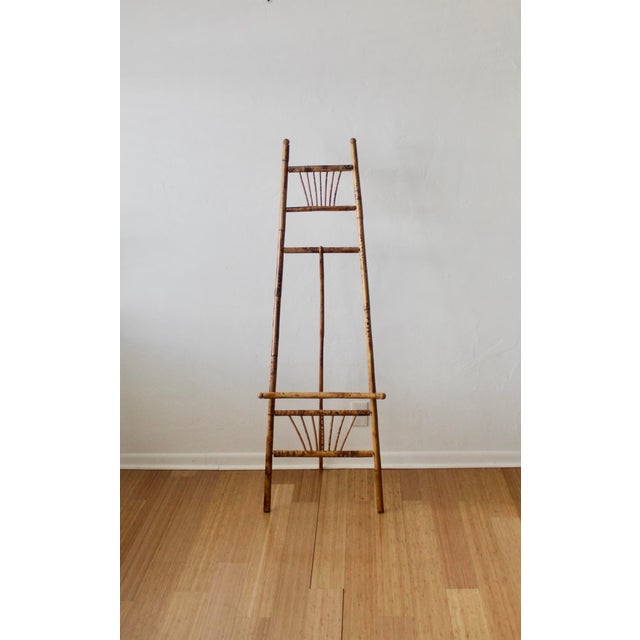 Wood Vintage Boho "Tortoise Shell" Style Burnt Bamboo Easel For Sale - Image 7 of 12