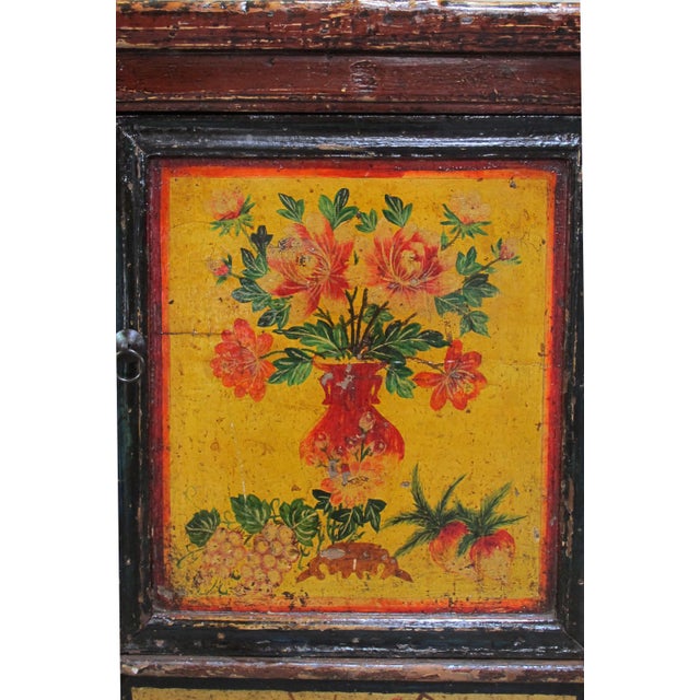 Late 19th Century Hand-Painted Botanical Mural Buffet Sideboard For Sale - Image 5 of 14