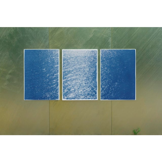 Contemporary Amalfi Coast Cyanotype Triptych on Paper - Set of 3 For Sale - Image 4 of 10