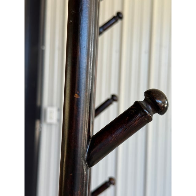 Black Tortoise Faux Bamboo Chippendale Style Étagère Hall Tree With Mirror Panel For Sale - Image 10 of 12