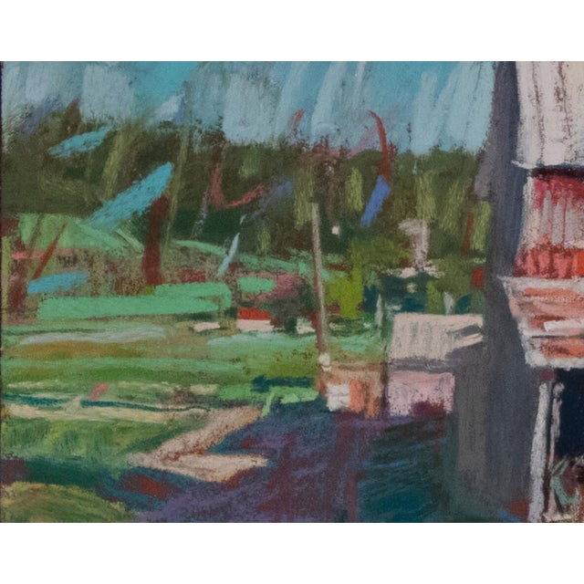 Green 8:30am Shadows by Jeff Slemons | Soft Pastel On Sanded Paper Barn with shadows in morning light For Sale - Image 8 of 8