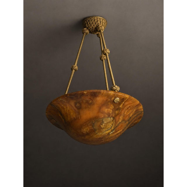 Red Swedish Grace Alabaster Ceiling Lamp, 1930 For Sale - Image 8 of 8