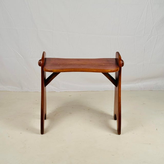 Rustic Vintage Maple Stool or Small Bench by Cushman Colonial Creations For Sale - Image 3 of 10