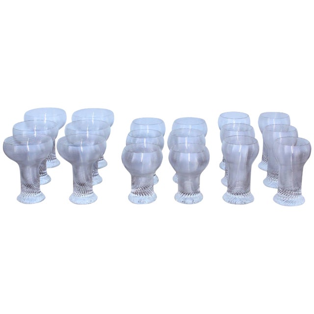 Mid 20th Century Rosenthal Modern Swirl Glasses - Set of 18 For Sale