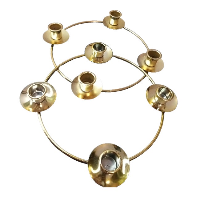 Pair of Vintage 4-Candle Holder Brass Rings For Sale