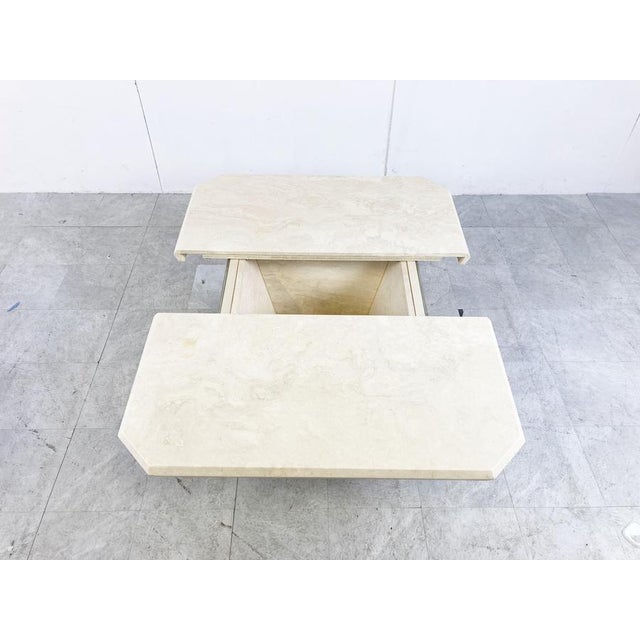 Stone Vintage Travertine Hidden Bar Coffee Table, 1970s For Sale - Image 7 of 11