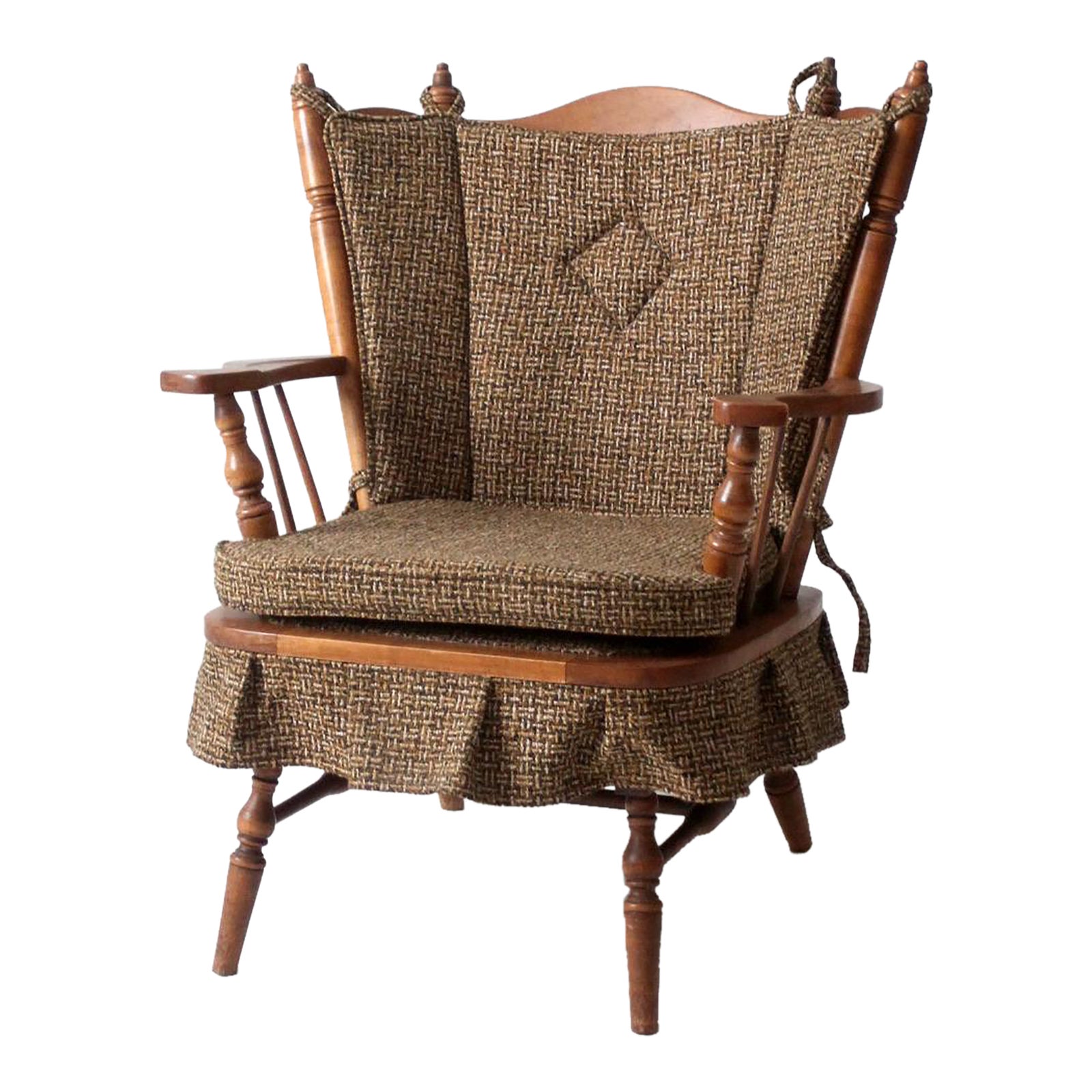 Mid Century Maple Wing Back Spring Rocking Chair | Chairish