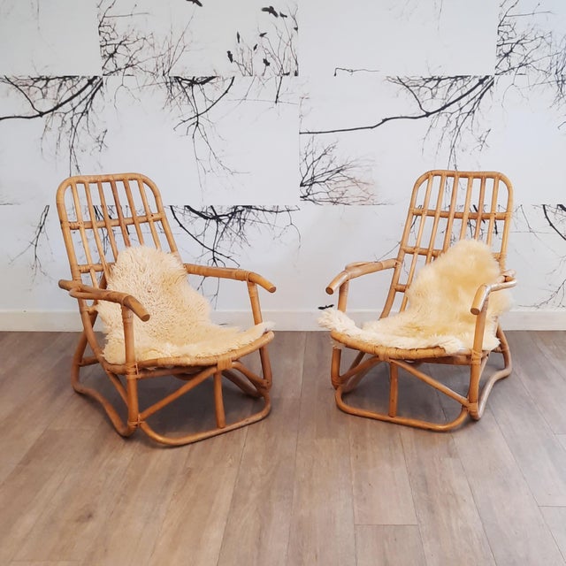 Vintage Rattan Lounge Chairs, 1980s, Set of 2 For Sale - Image 9 of 12