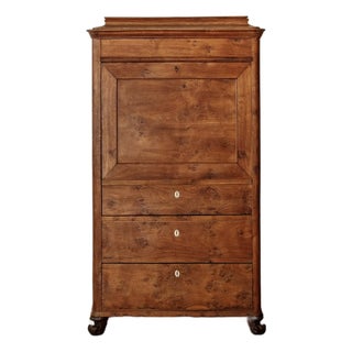 Antique Biedermeier Burl Walnut Single Armoire | Austria C. 1830s For Sale