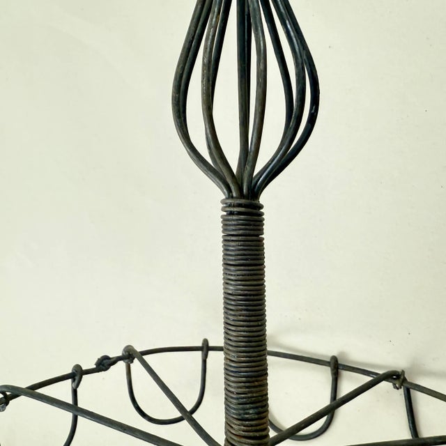 Black Antique French Handmade Petal Top Wire Kitchen Basket For Sale - Image 8 of 12