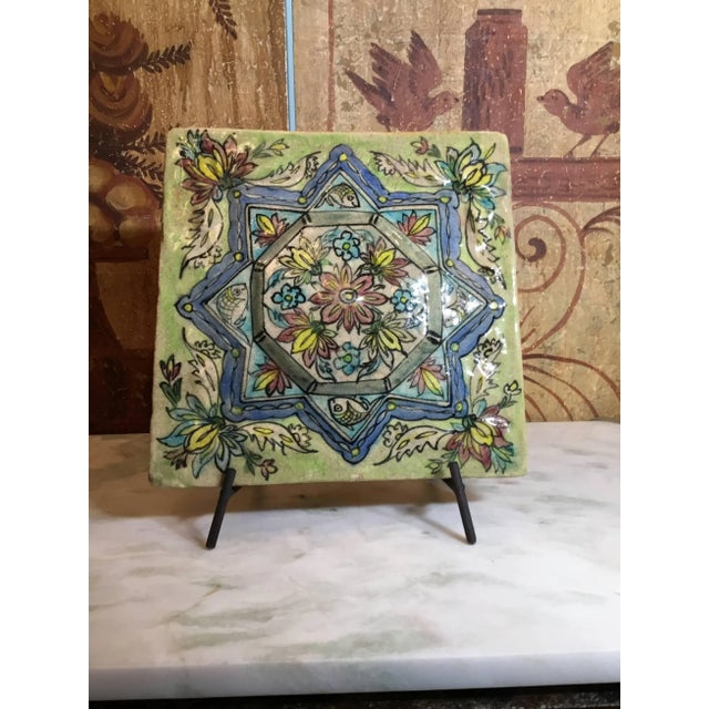 Vintage Ceramic Persian Tile For Sale - Image 10 of 11