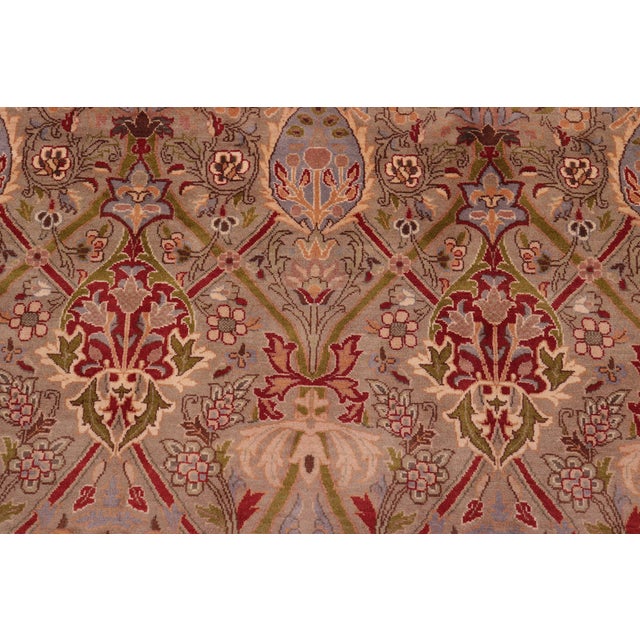 Floral 1990's Pak-Persian Green/Red Wool Rug - 9'2'' X 12'4'' For Sale - Image 4 of 9