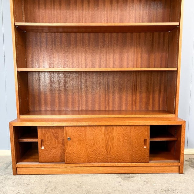 Wood Bookshelf with Cabinet Base in Teak, 1960s For Sale - Image 7 of 9