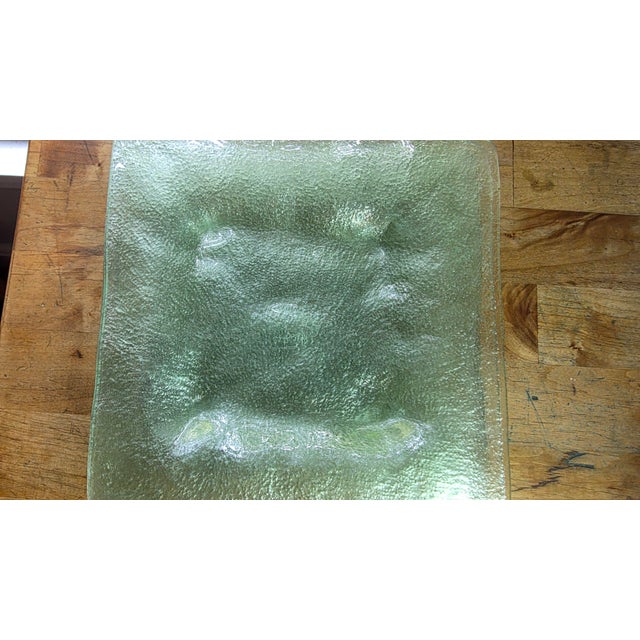 Late 20th Century Izabel Lam Signed Ocean Clear Glass Square Dinner Plate Set For Sale - Image 5 of 5