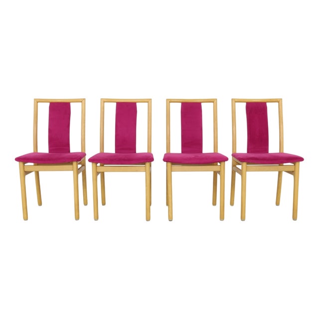 Danish Dining Chairs in Velvet by K. Høffer-Larsen, 1980s, Set of 4 For Sale