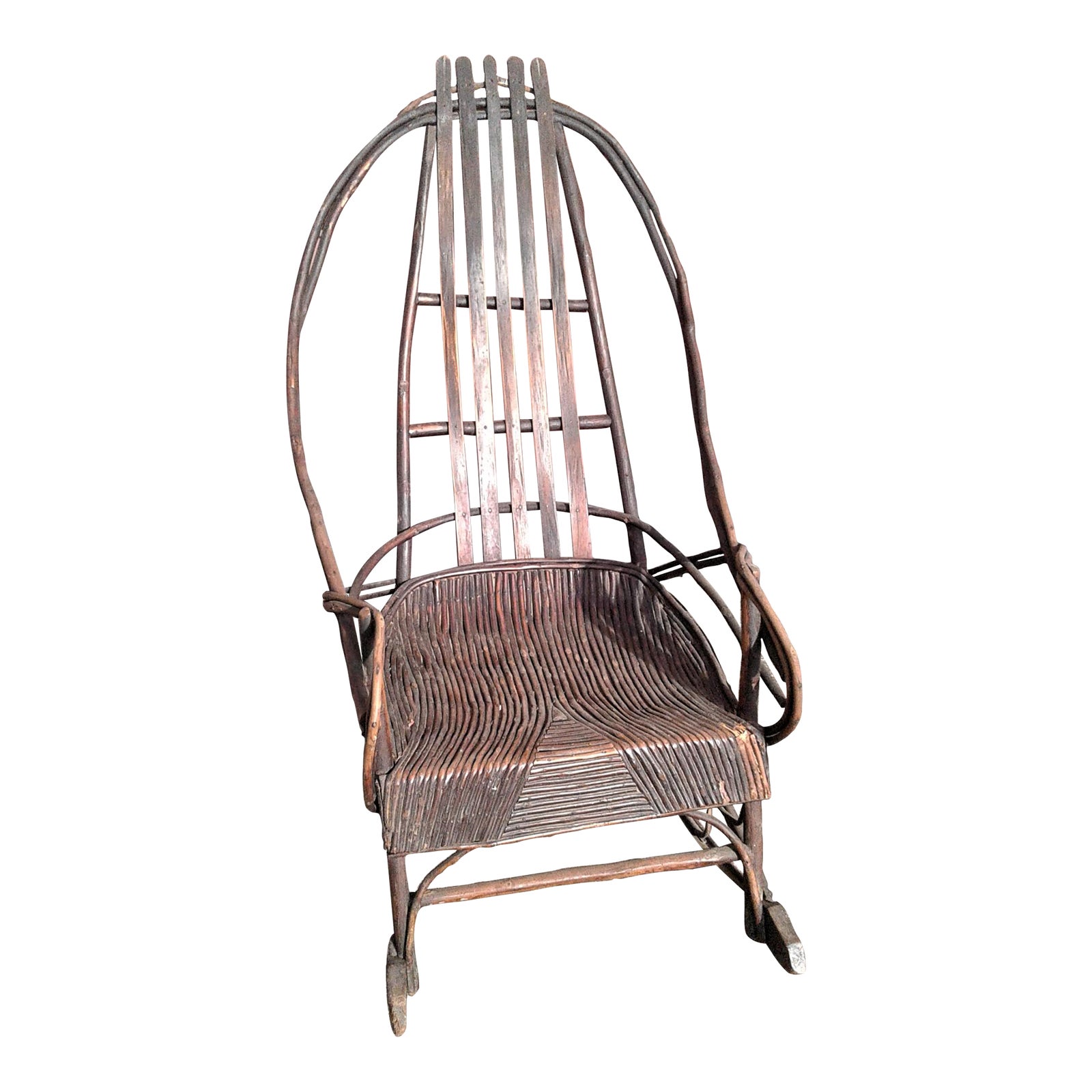 1890s Antique Primitive Folk Art Hickory Bent Wood Rocking Chair | Chairish