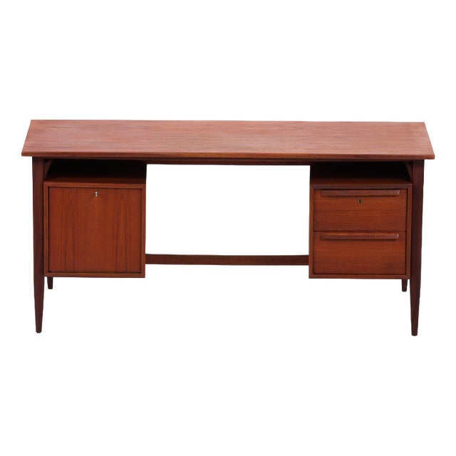 Mid-Century Teak Boomerang Desk with 2 Drawers For Sale