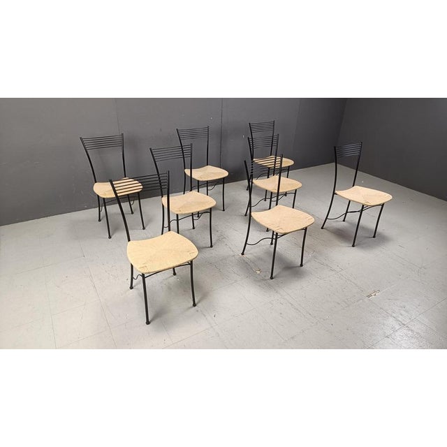 Vintage Italian Bistro and Papercord Dining Chairs, 1980s, Set of 8 For Sale - Image 9 of 12