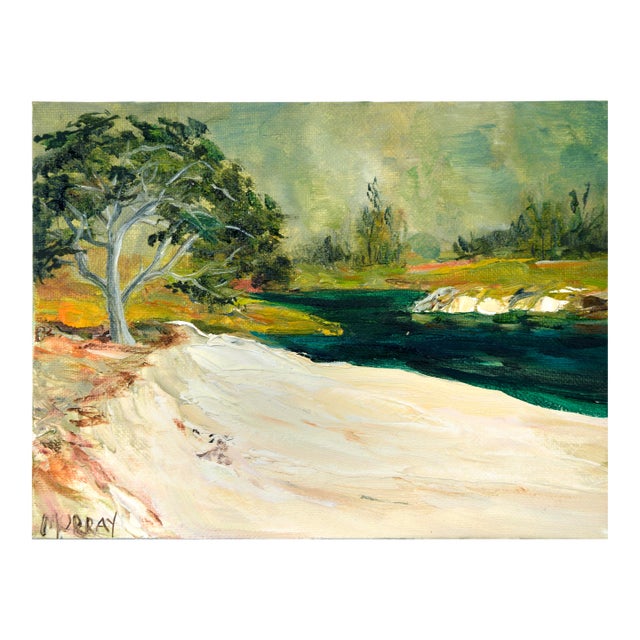 Sandy Beach - Impasto California Landscape With Water Inlet by Kathleen Murray For Sale