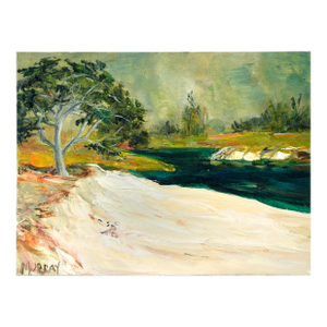 Sandy Beach - Impasto California Landscape With Water Inlet by Kathleen Murray