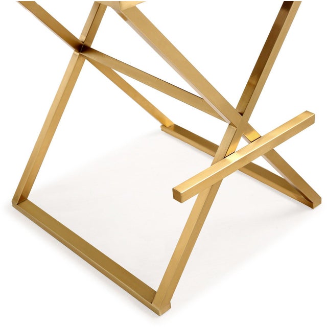 Metal Director Black Vegan Leather & Gold Steel Bar Stool For Sale - Image 7 of 10