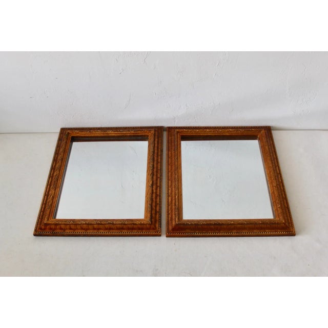 Pair Regency Style Gold Color Rectangular Mirrors-a pair, molded plastic with masonite backs