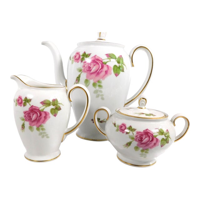 1960s Rosenthal Floral Coffee Pot, Sugar Bowl and Creamer in Aida For Sale