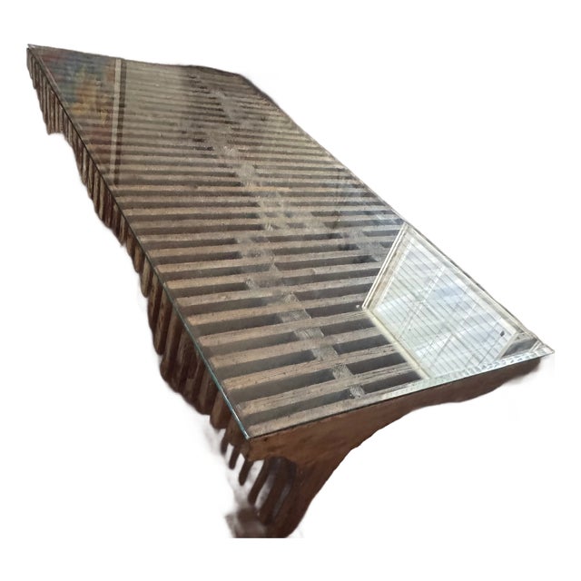 Berman Rosetti for Mimi London “Arroyo” Sculptural Oak & Glass Waterfall Coffee Table — Commissioned Los Angeles, C. 2013 For Sale