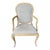 Offered is a vintage armchair with white washed faux bois design and original neutral upholstery.