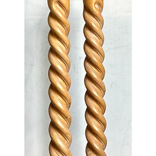 Wood Vintage Boho Barley Twist Floor Lamps - A Pair For Sale - Image 7 of 11