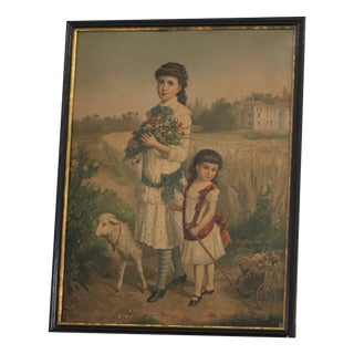 Four Seasons, 1800s, Chromolithograph, Framed, Set of 4 For Sale