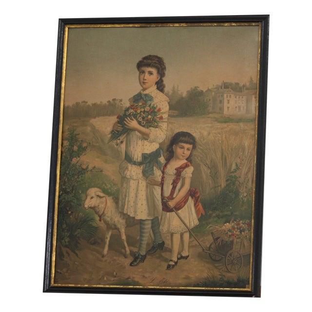 Four Seasons, 1800s, Chromolithograph, Framed, Set of 4 For Sale