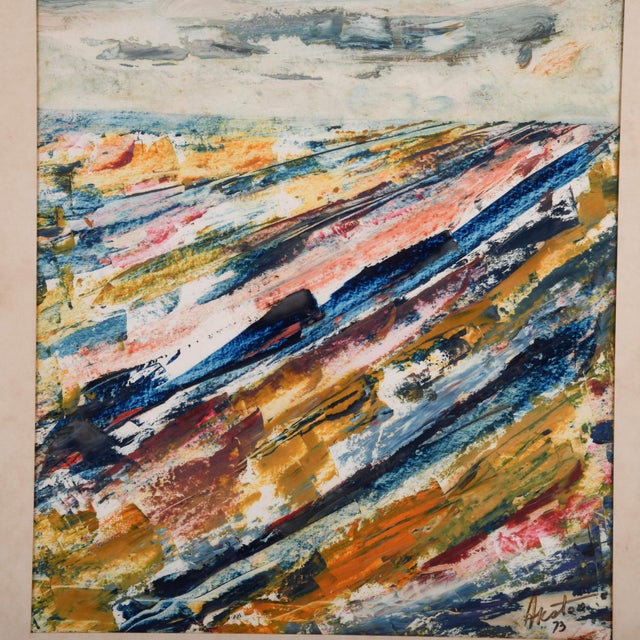 This Framed Signed J. Akston "Untitled" Mixed Media Artwork presents a visceral terrain, where abstraction meets geology....