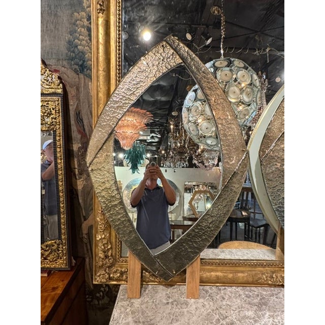 Modern Pair of Murano Mondernist Silver Mirrors For Sale - Image 3 of 6
