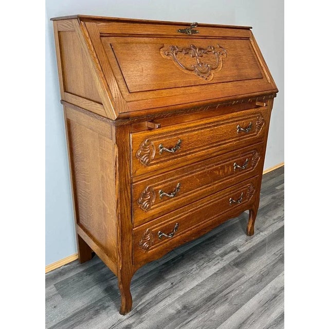 Vintage French Oak Secretaire For Sale - Image 6 of 14
