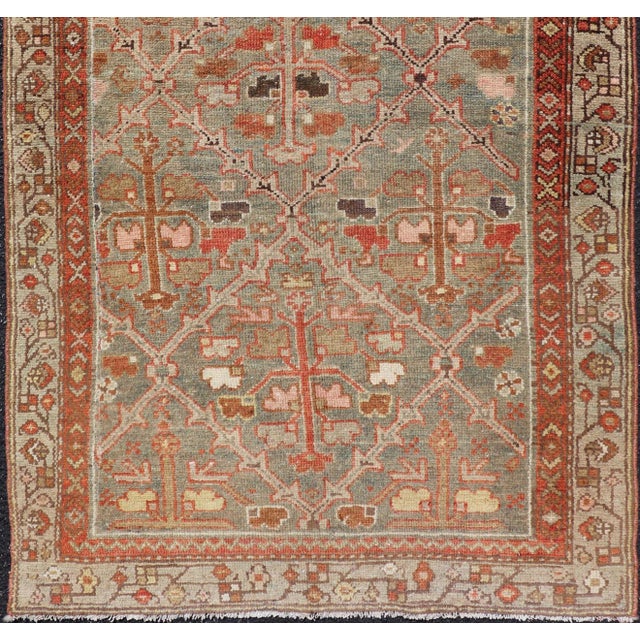 Tribal Antique Persian Malayer Rug With All-Over Design With Red and Gray-Blue 3'0 X 5'0 For Sale - Image 3 of 12