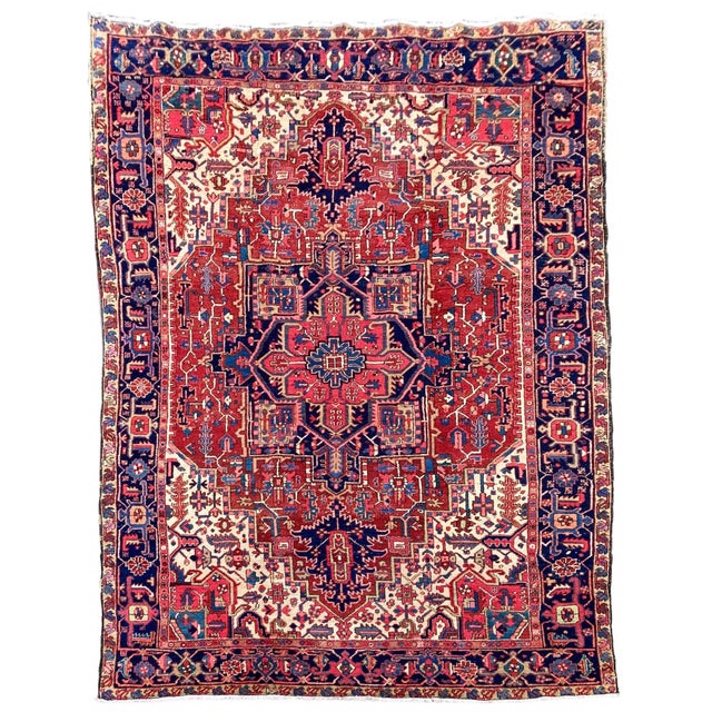 Antique Heriz Rug in Wool, 1920s For Sale - Image 11 of 11